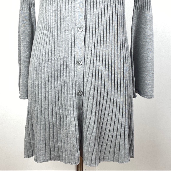 Du Jour Bell Sleeve Cardigan Sweater gray buttons - Picture 4 of 8